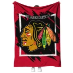 chicago blackhawks block border red quilt blanket best selling