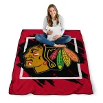 chicago blackhawks block border red quilt blanket best selling