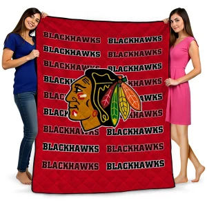 chicago blackhawks bold red quilt blanket best selling