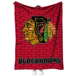 chicago blackhawks brick grid red quilt blanket best selling
