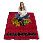 chicago blackhawks brick grid red quilt blanket best selling