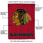 chicago blackhawks brick grid red quilt blanket best selling