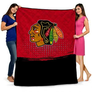 chicago blackhawks dot illusion red quilt blanket best selling