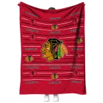 chicago blackhawks handdrawn stripes red quilt blanket best selling