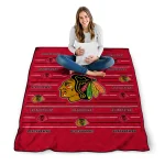 chicago blackhawks handdrawn stripes red quilt blanket best selling
