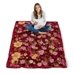 chicago blackhawks hibiscus foliage red quilt blanket best selling