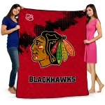 chicago blackhawks nhl shield red quilt blanket best selling
