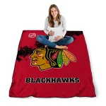 chicago blackhawks nhl shield red quilt blanket best selling