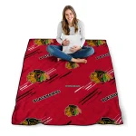 chicago blackhawks sketch lines red quilt blanket best selling