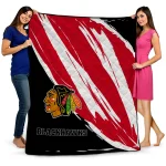 chicago blackhawks stroke art red white quilt blanket best selling