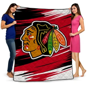 chicago blackhawks wild lines red white quilt blanket best selling