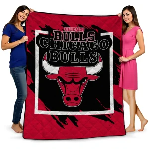 chicago bulls block border red quilt blanket best selling