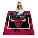chicago bulls block border red quilt blanket best selling