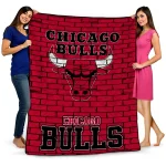 chicago bulls brick grid red quilt blanket best selling