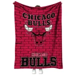 chicago bulls brick grid red quilt blanket best selling