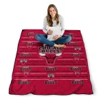 chicago bulls handdrawn stripes red quilt blanket best selling