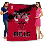 chicago bulls nba grunge red quilt blanket best selling