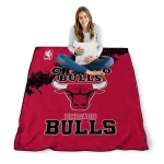 chicago bulls nba grunge red quilt blanket best selling