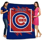 chicago cubs block border blue quilt blanket best selling