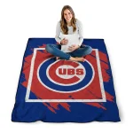 chicago cubs block border blue quilt blanket best selling