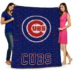 chicago cubs brick grid blue quilt blanket best selling