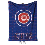 chicago cubs brick grid blue quilt blanket best selling
