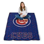 chicago cubs brick grid blue quilt blanket best selling