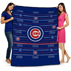 chicago cubs handdrawn stripes blue quilt blanket best selling