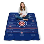chicago cubs handdrawn stripes blue quilt blanket best selling