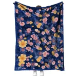 chicago cubs hibiscus foliage blue quilt blanket best selling