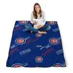 chicago cubs sketch lines blue quilt blanket best selling