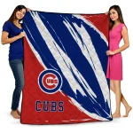 chicago cubs stroke art blue white quilt blanket best selling