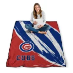 chicago cubs stroke art blue white quilt blanket best selling