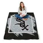 chicago white sox block border black quilt blanket best selling
