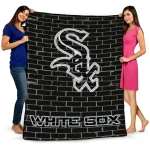 chicago white sox brick grid black quilt blanket best selling