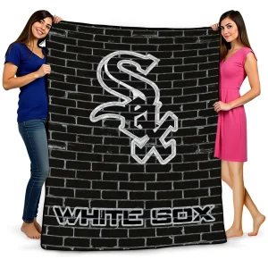 chicago white sox brick grid black quilt blanket best selling