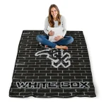 chicago white sox brick grid black quilt blanket best selling