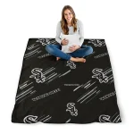 chicago white sox sketch lines black quilt blanket best selling