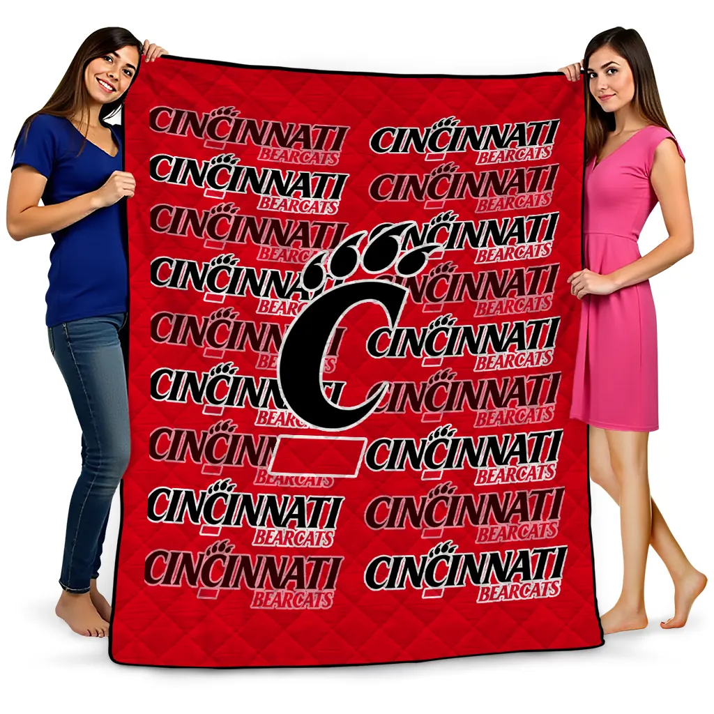 cincinnati bearcats bold red quilt blanket best selling