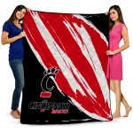 cincinnati bearcats stroke art red white quilt blanket best selling