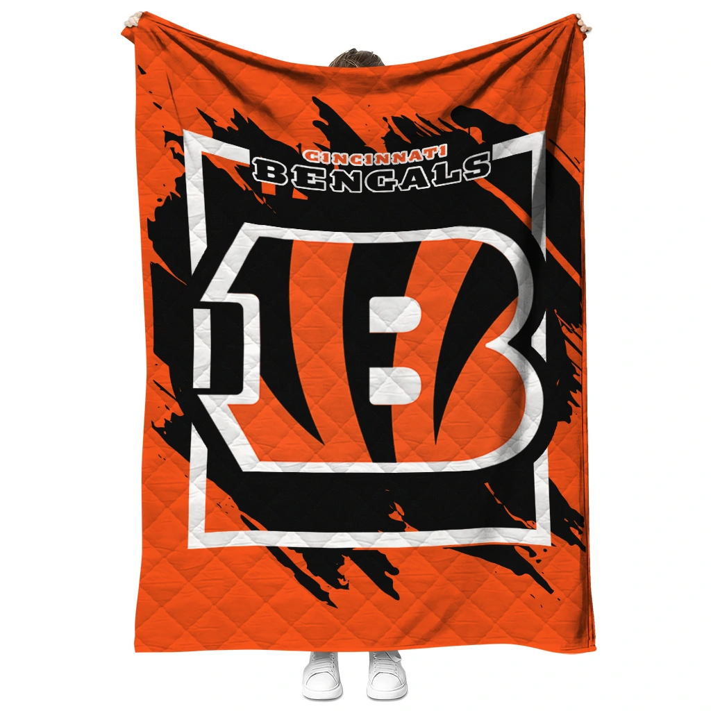 cincinnati bengals block border orange quilt blanket fashion forward