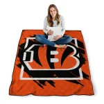 cincinnati bengals block border orange quilt blanket best selling