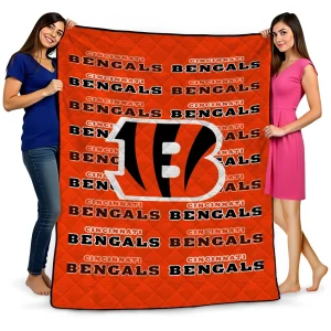 cincinnati bengals bold red orange quilt blanket best selling