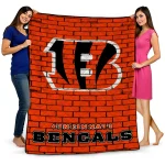 cincinnati bengals brick grid orange quilt blanket best selling