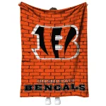 cincinnati bengals brick grid orange quilt blanket best selling