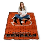 cincinnati bengals brick grid orange quilt blanket best selling