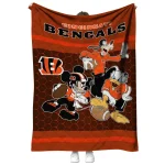 cincinnati bengals disney football orange quilt blanket best selling