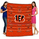 cincinnati bengals handdrawn stripes orange quilt blanket best selling