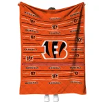 cincinnati bengals handdrawn stripes orange quilt blanket best selling