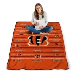 cincinnati bengals handdrawn stripes orange quilt blanket best selling